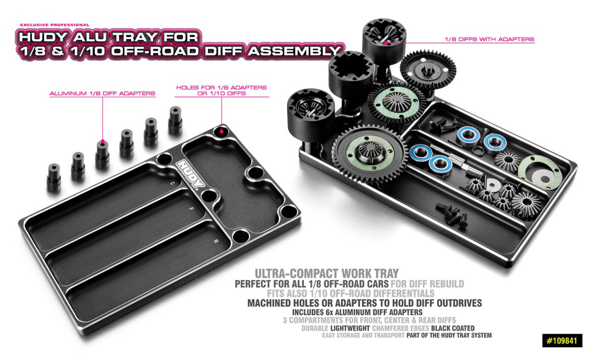 Hudy Alu Tray for 1/8 Off-Road Diff Assembly | EuroRC.com