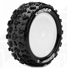 Louise 1:10 Pre Mounted E-Spider 4WD Front Tire With 12mm White Rim - Soft (2)