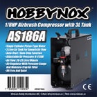 Hobbynox Airbrush Compressor 1/6HP with 3L Tank 4 BAR