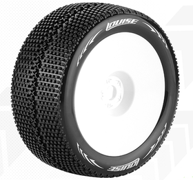 Louise T-Turbo 1:8 Truggy Tires - 0-Offset White Rim - Soft (2)
