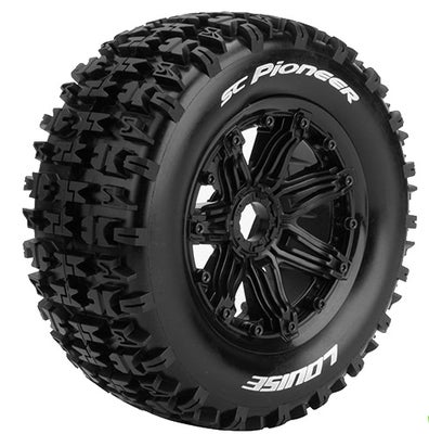 Louise RC - SC-Pioneer 1/5 Buggy Tire on Black Bead-Lock Wheel - Sport - Rear - 24mm hex - (2)